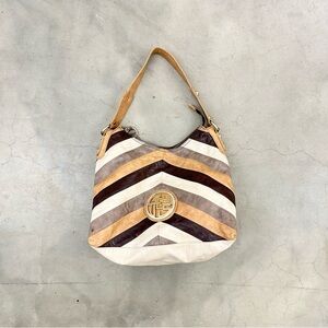 2000s vintage Guess y2k chevron patchwork leather hobo bag